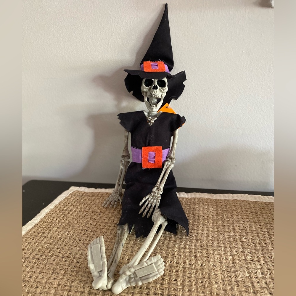 HALLOWEEN SKELETON WITCH FULL BODY JOINT ARTICULATION DECOR VINTAGE